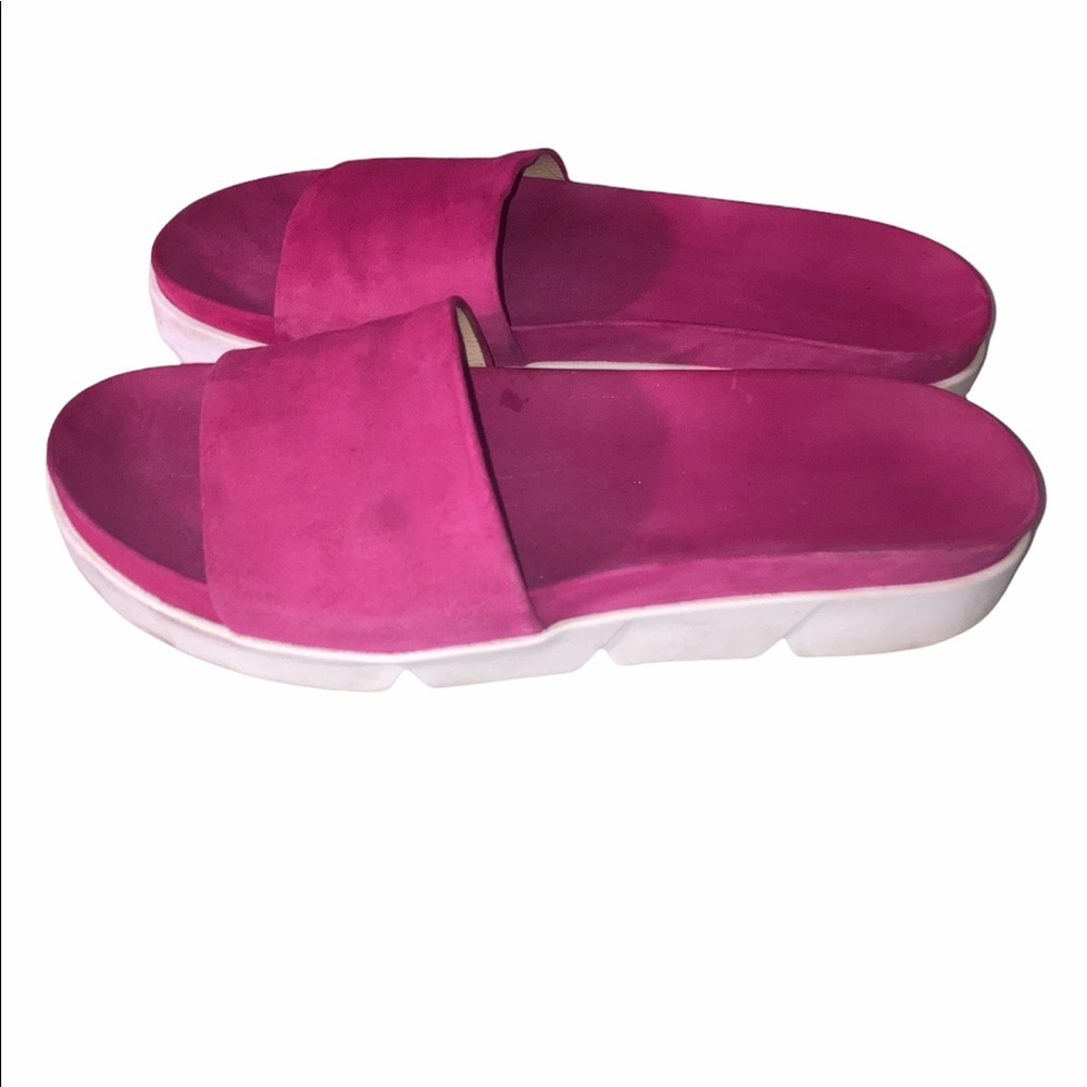 Stuart Weitzman Pink Suede Slides - image 1